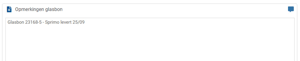 Afbeelding opmerkingen glasbon in de FRAMES fiche
