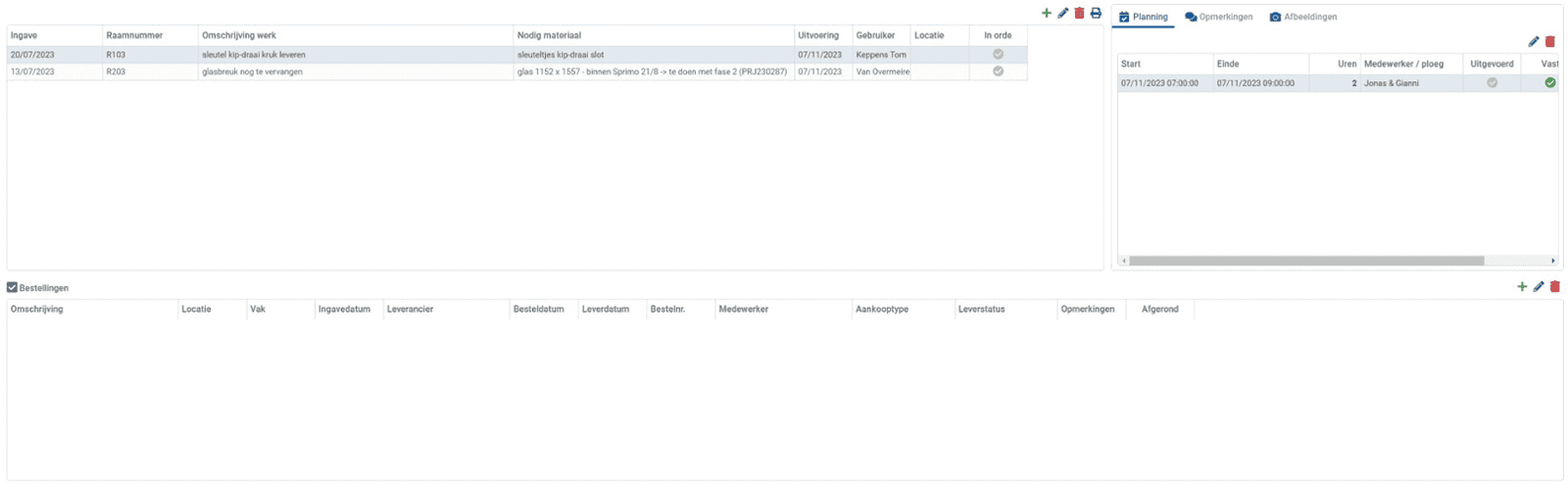 Afwerkingen en bestellingen
