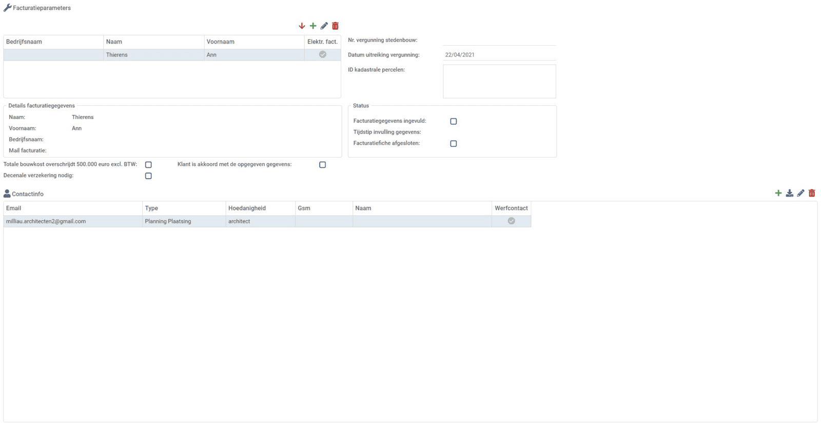 Facturatieparameters